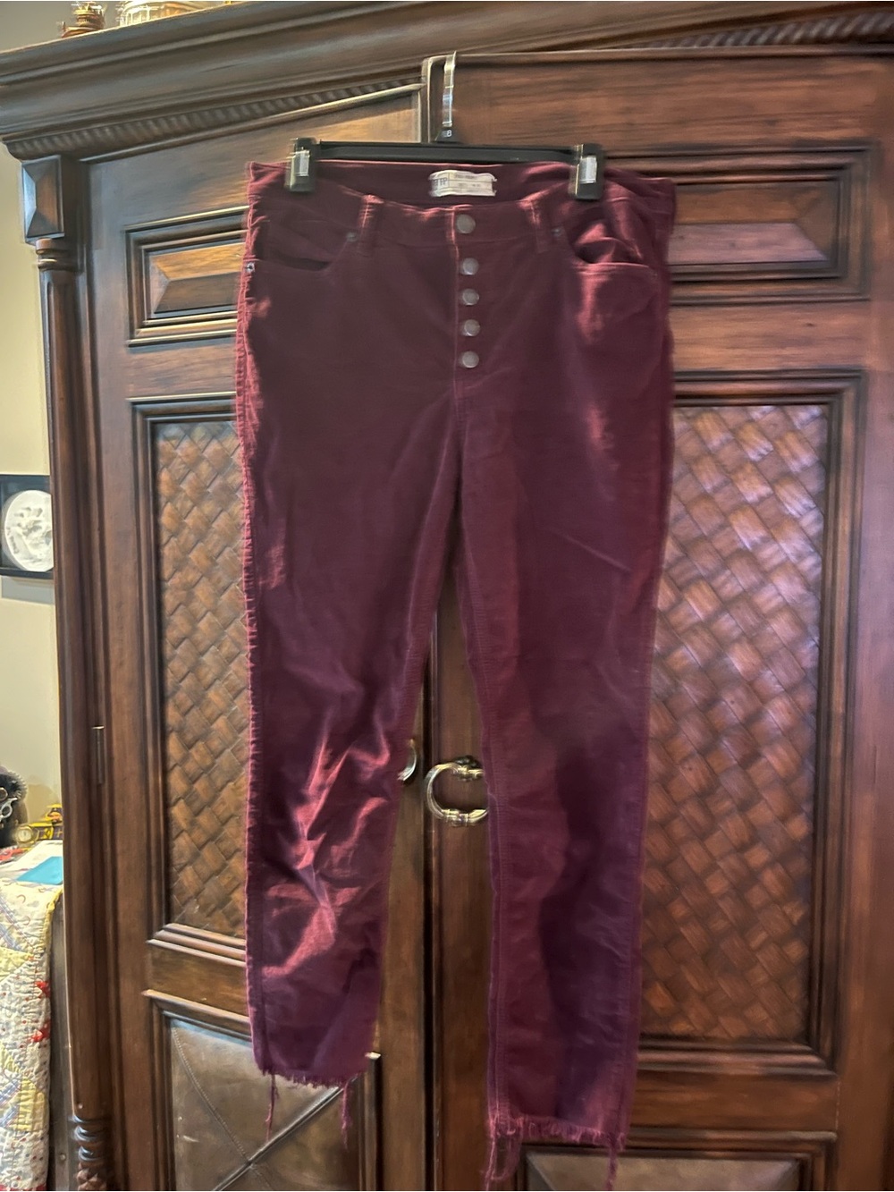 Free People Burgundy Corduroy Button-Front Pants